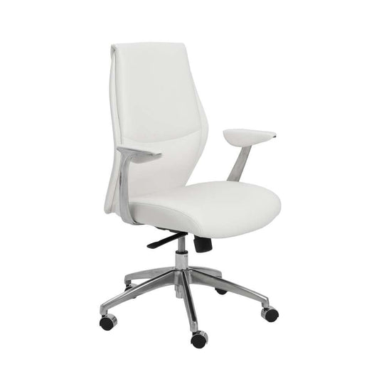 Euro Style - Crosby Low Back Office Chair in White with Polished Aluminum Base - 00473WHT veiw 2