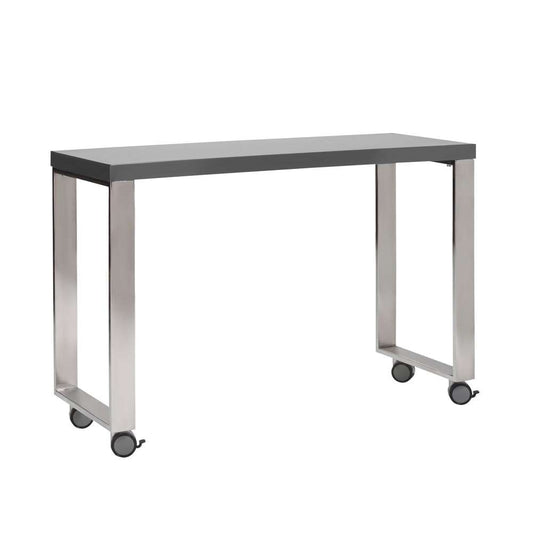 Euro Style - Dillon 40in Side Return in High Gloss Gray and Polished Stainless Steel Base - 09816GRY veiw 2