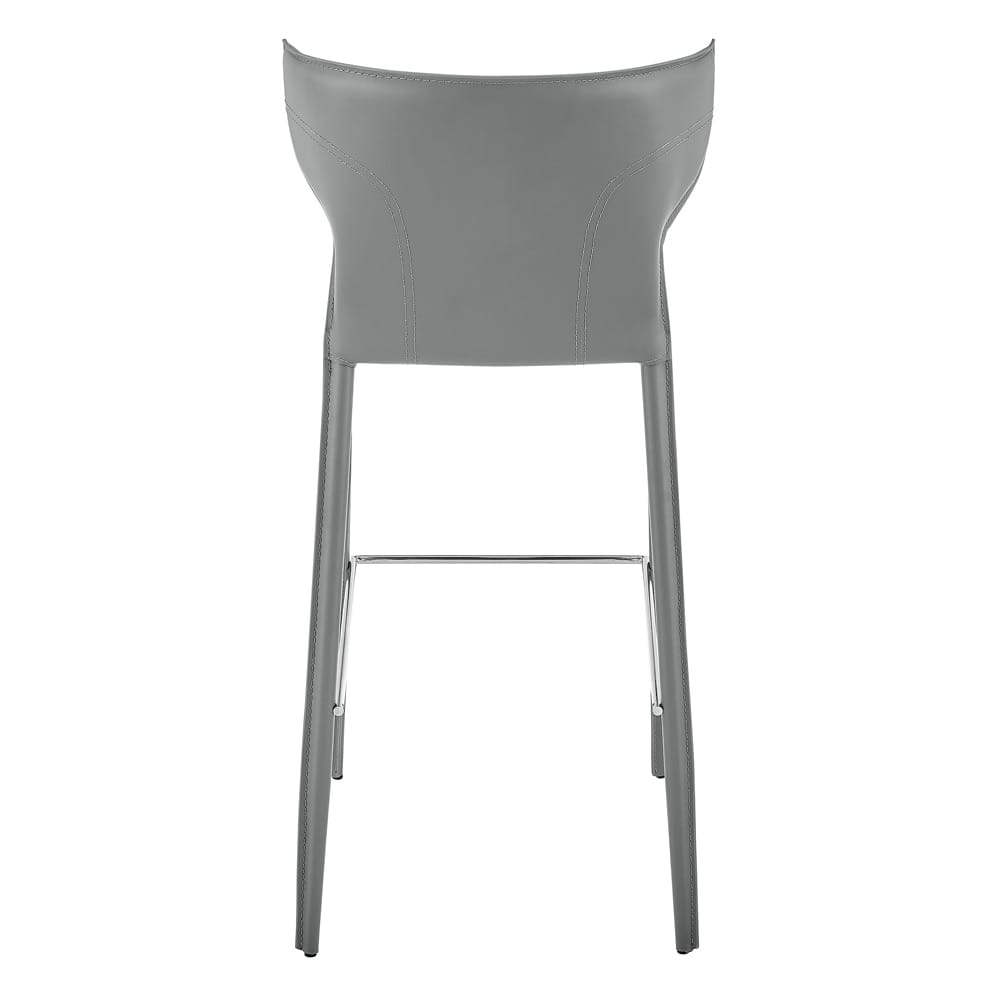 Euro Style - Divinia Regenerated Leather Bar Stool, Gray - Set of 2 - 38974-GRY veiw 6