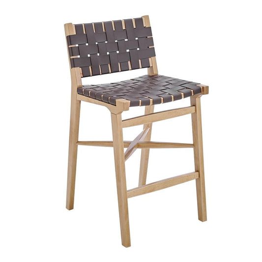Euro Style - Evangeline Counter Stool, Natural Beech/Brown Woven PU Seat & Back - 39186-NAT veiw 2