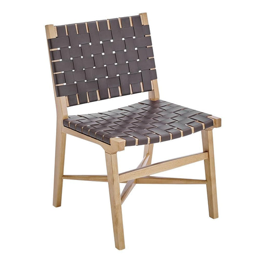 Euro Style - Evangeline Regenerated Leather Side Chair, Brown/Natural Beech - 39184-NAT veiw 2