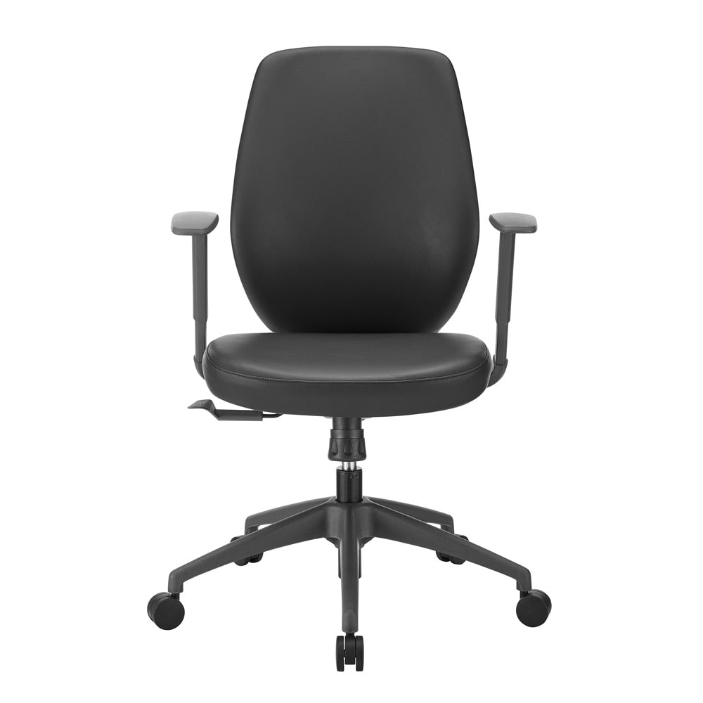 Euro Style - Filip Low Back Office Chair in Black Leatherette with Plastic Gray Back Support - 73002-BLK veiw 6