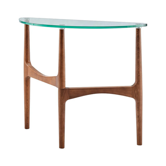 Euro Style - Ledell 40inW Console Table, Clear Glass/Walnut - 38961CLR-KIT veiw 2