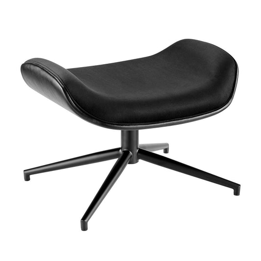 Euro Style - Lennart Leatherette and Velvet Ottoman, Black/Matte Black - 30348-BLK veiw 2