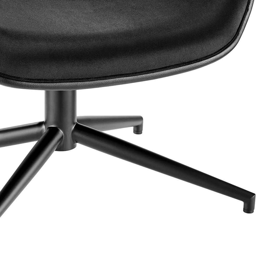 Euro Style - Lennart Leatherette and Velvet Ottoman, Black/Matte Black - 30348-BLK veiw 6