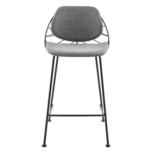 Euro Style - Linnea Counter Stool, Light Gray/Matte Black - Set of 2 - 30566LTGRY veiw 2