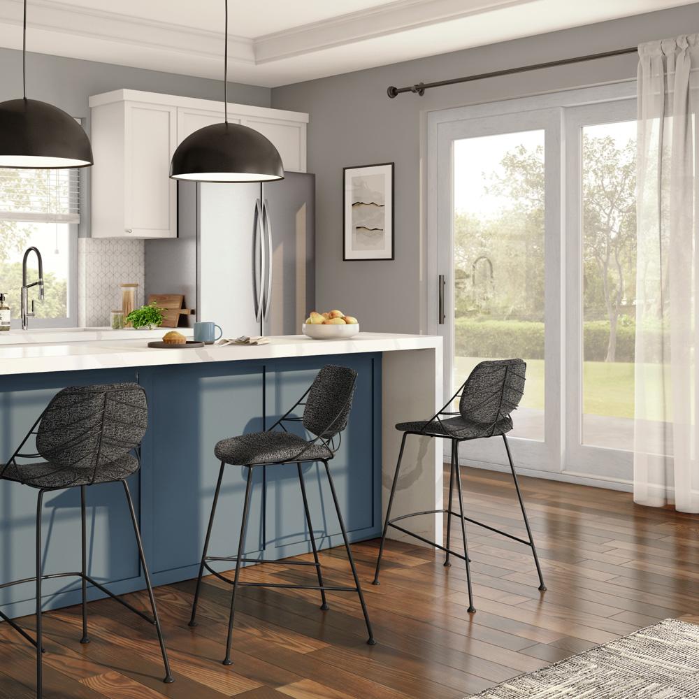 Euro Style - Linnea Fabric Counter Stools, Black/Matte Black - Set of 2 - 30566BLK veiw 8