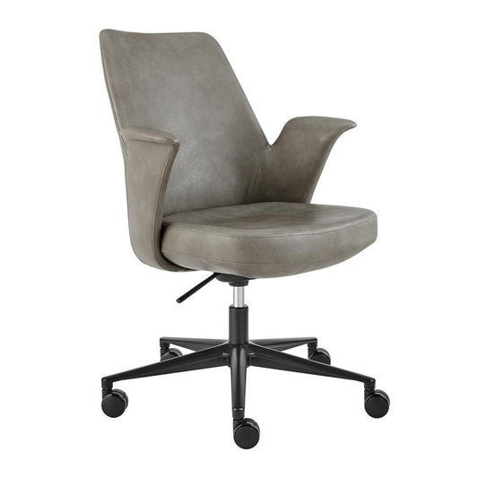 Euro Style - Lise Leatherette Office Chair, Gray/Black - 30592-LTGRY veiw 2