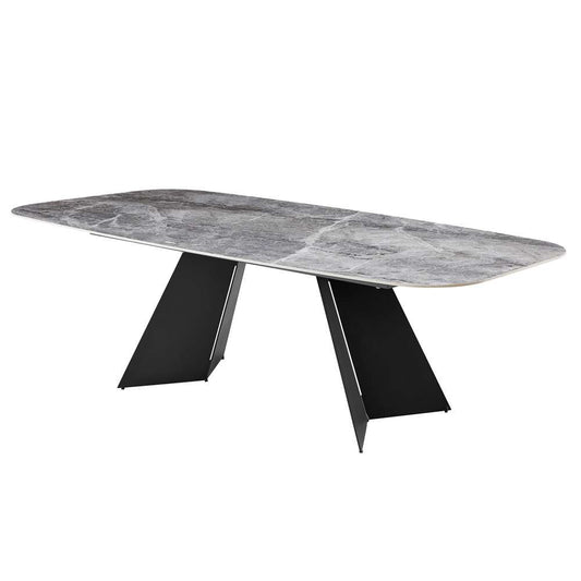 Euro Style - Lizarte 93in Table in Gray Ceramic with Matte Dark Gray Base - 38968GRY-KIT veiw 2