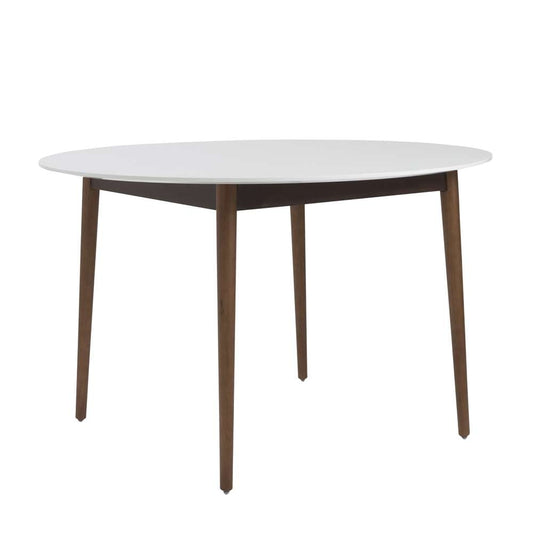 Euro Style - Manon 48in Round Dining Table in Matte White with Dark Walnut Legs - 90195WHT veiw 2