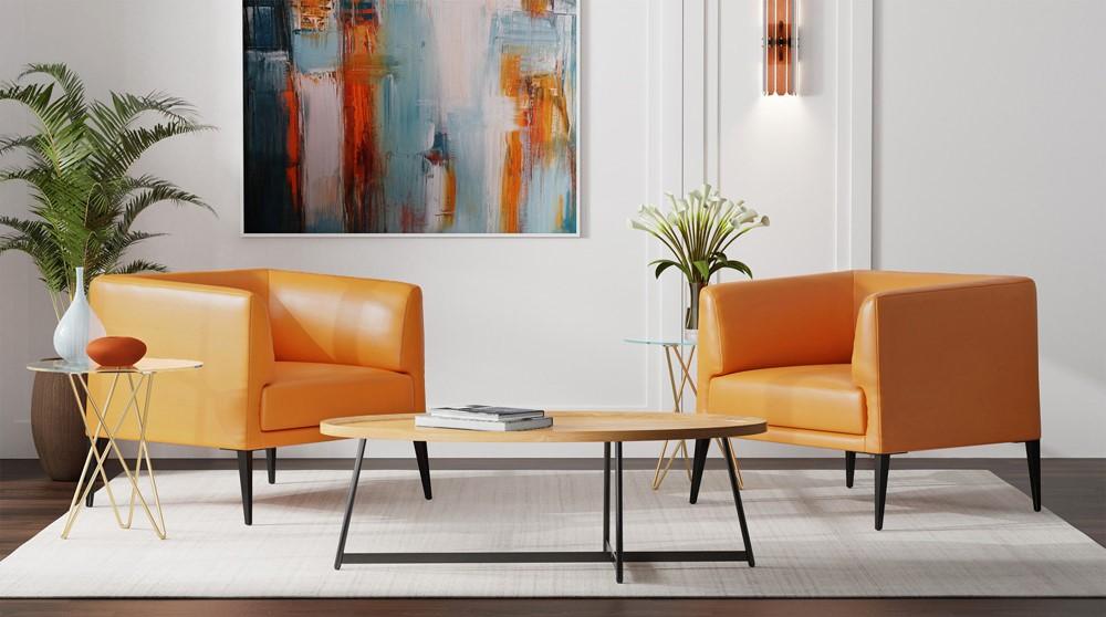 Euro Style - Matias Faux Leather Lounge Chair, Cognac/Matte Black - 94244COG veiw 8