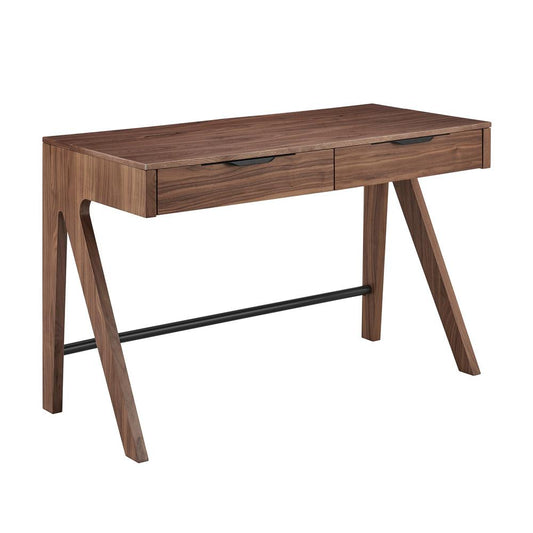 Euro Style - Milo 47inW 2-Drawer Desk, Walnut - 90696-WAL veiw 2