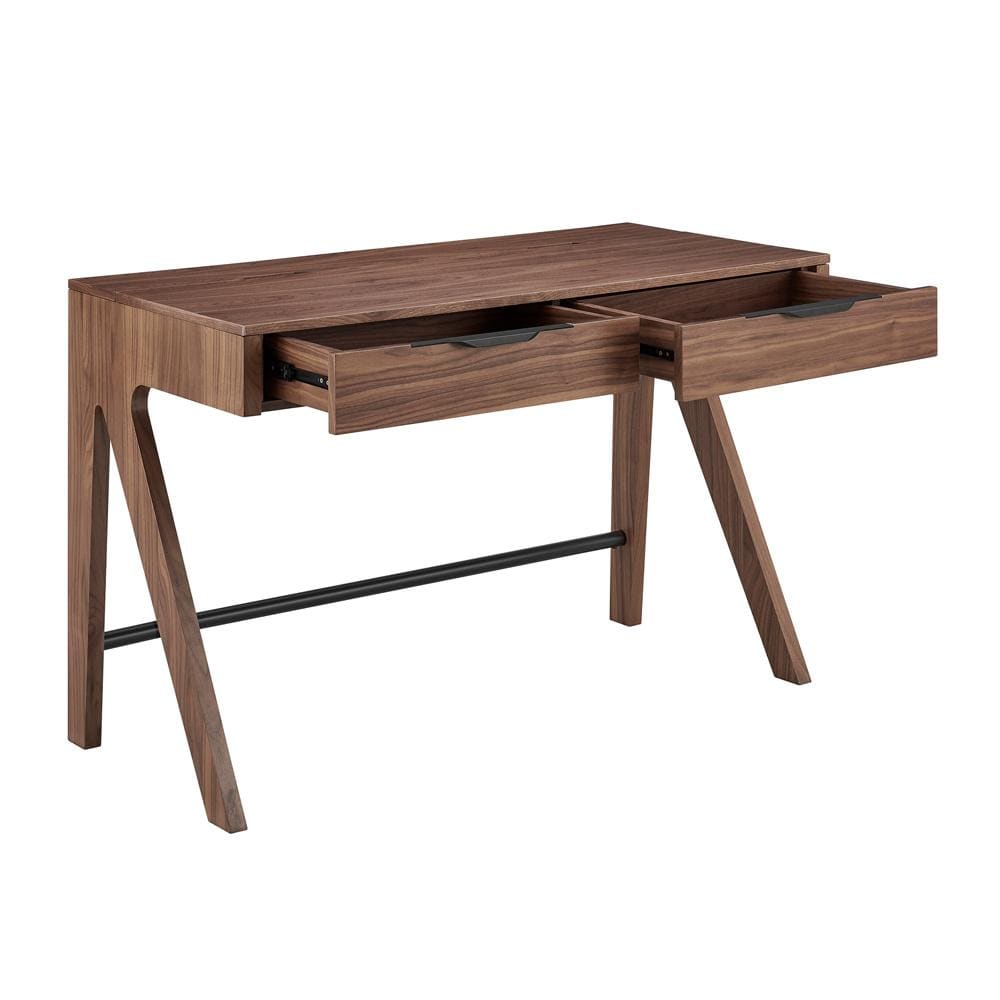 Euro Style - Milo 47inW 2-Drawer Desk, Walnut - 90696-WAL veiw 6