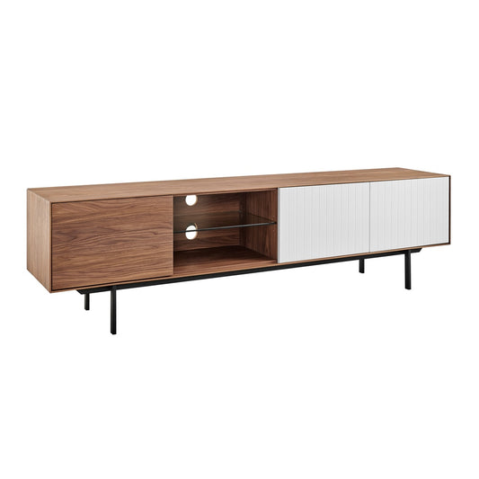 Euro Style - Norna 79inW Media Stand, Walnut/Matte White/Matte Black - 31074WAL-KIT veiw 2