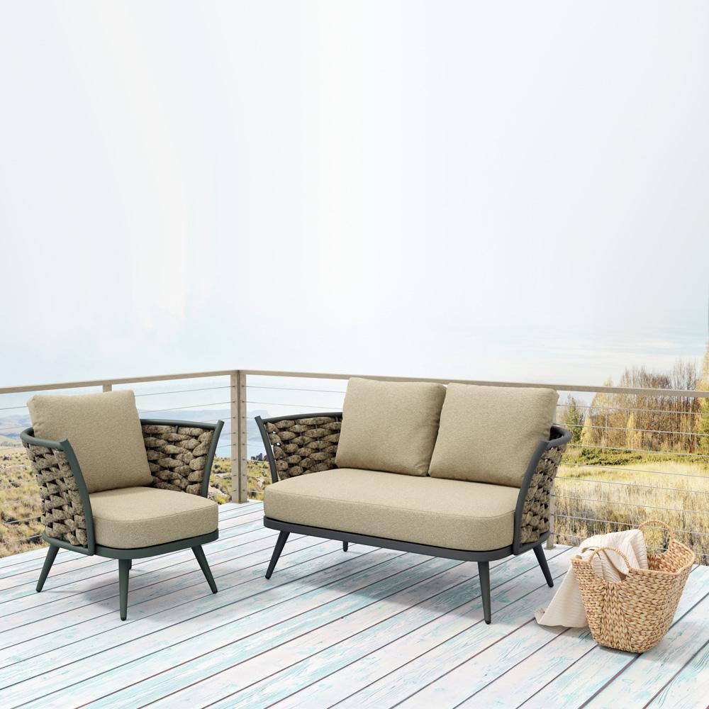 Euro Style - Solna Indoor/Outdoor Lounge Chair, Taupe/Gray - 90495-TPE veiw 8