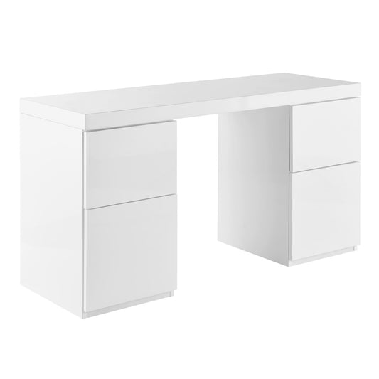 Euro Style - Tresero 4-Drawer Desk, High Gloss White - 90631WHT-KIT veiw 2