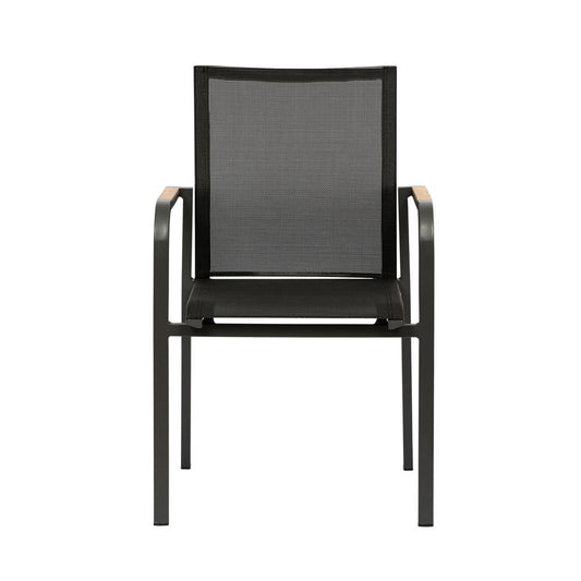 Euro Style - Tristan Stackable Outdoor Armchairs, Black Mesh/Anthracite - Set of 2 - 90578-BLK veiw 2