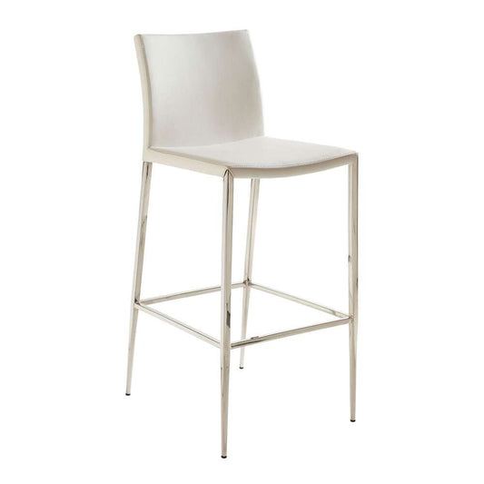 Euro Style - Diana-B Bar Stool in White with Polished Stainless Steel - 02349-WHT veiw 2