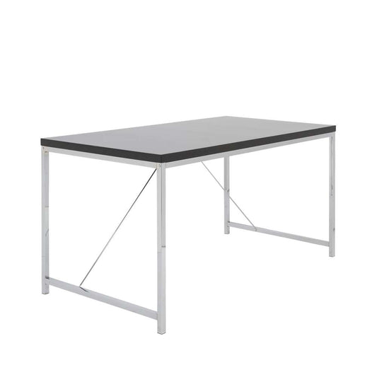 Euro Style - Gilbert Desk in Black with Chrome Steel Frame - 23523BLK veiw 2