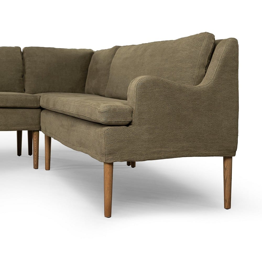 Four Hands - Amber Lewis x Four Hands - Aurelia Dining Banquette L-Shape - Broadway Olive - 247591-002_CLOSEOUT view 4
