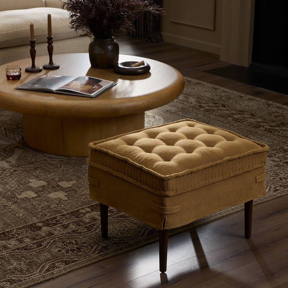 Four Hands - Amber Lewis x Four Hands - Cole Small Ottoman - Broadway Gilt - 243690-001_CLOSEOUT view 12