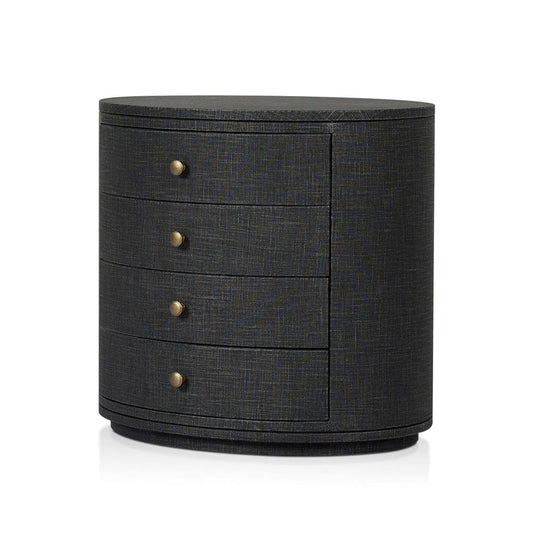 Four Hands - Amelia Oval Nightstand - Black Linen - 245941-002 view 2