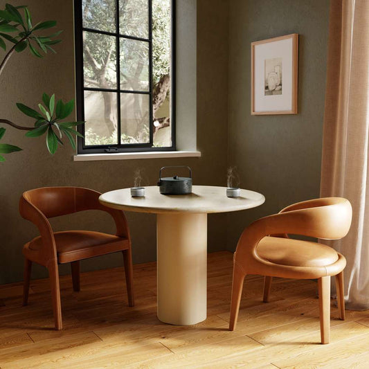 Four Hands - Belle Round Dining Table - Cream Marble - 224424-001 veiw 2