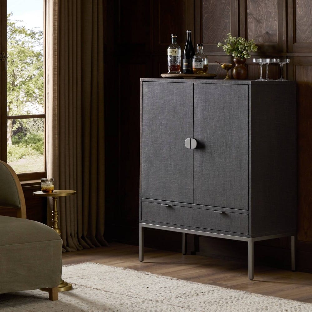 Four Hands - Callahan - Cressida Bar Cabinet - Black Linen - 230794-004_CLOSEOUT view 12