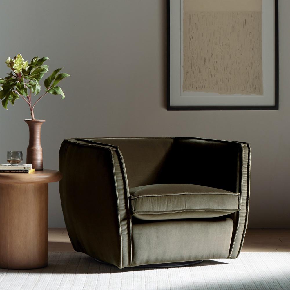 Four Hands - Centrale - Rashi Swivel Chair - Surrey Olive - 226428-004 veiw 4