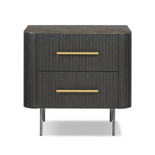 Four Hands - Collins - Fletcher Nightstand - Bluestone - Distressed Black - 108722-003 veiw 2