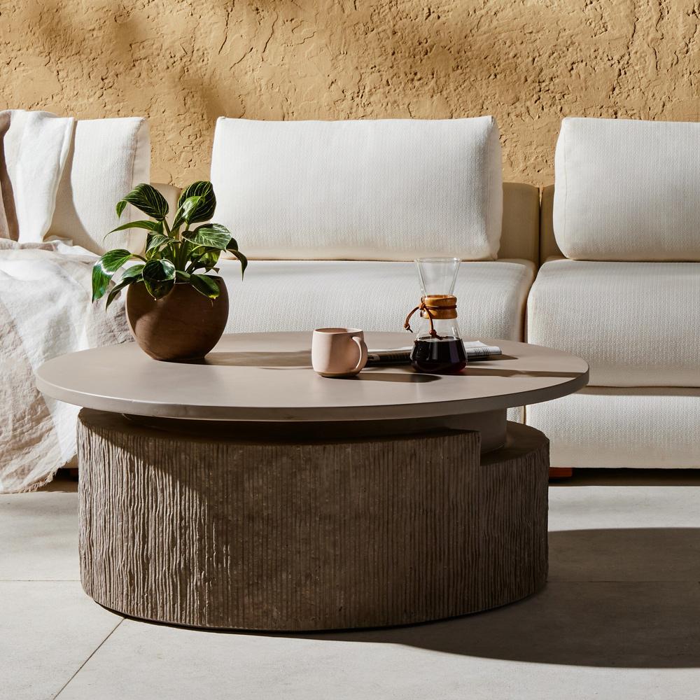 Four Hands - Constantine - Huron Outdoor Coffee Table - Flint Concrete - 231886-001 veiw 4
