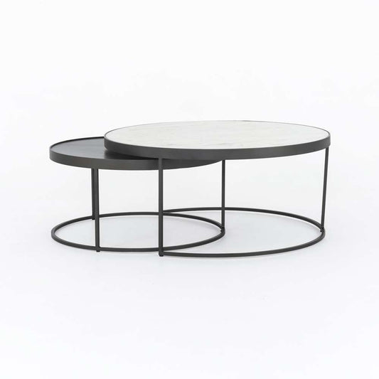 Four Hands - Evelyn Round Nesting Coffee Table - Polished White Marble - IRCK-367 veiw 2