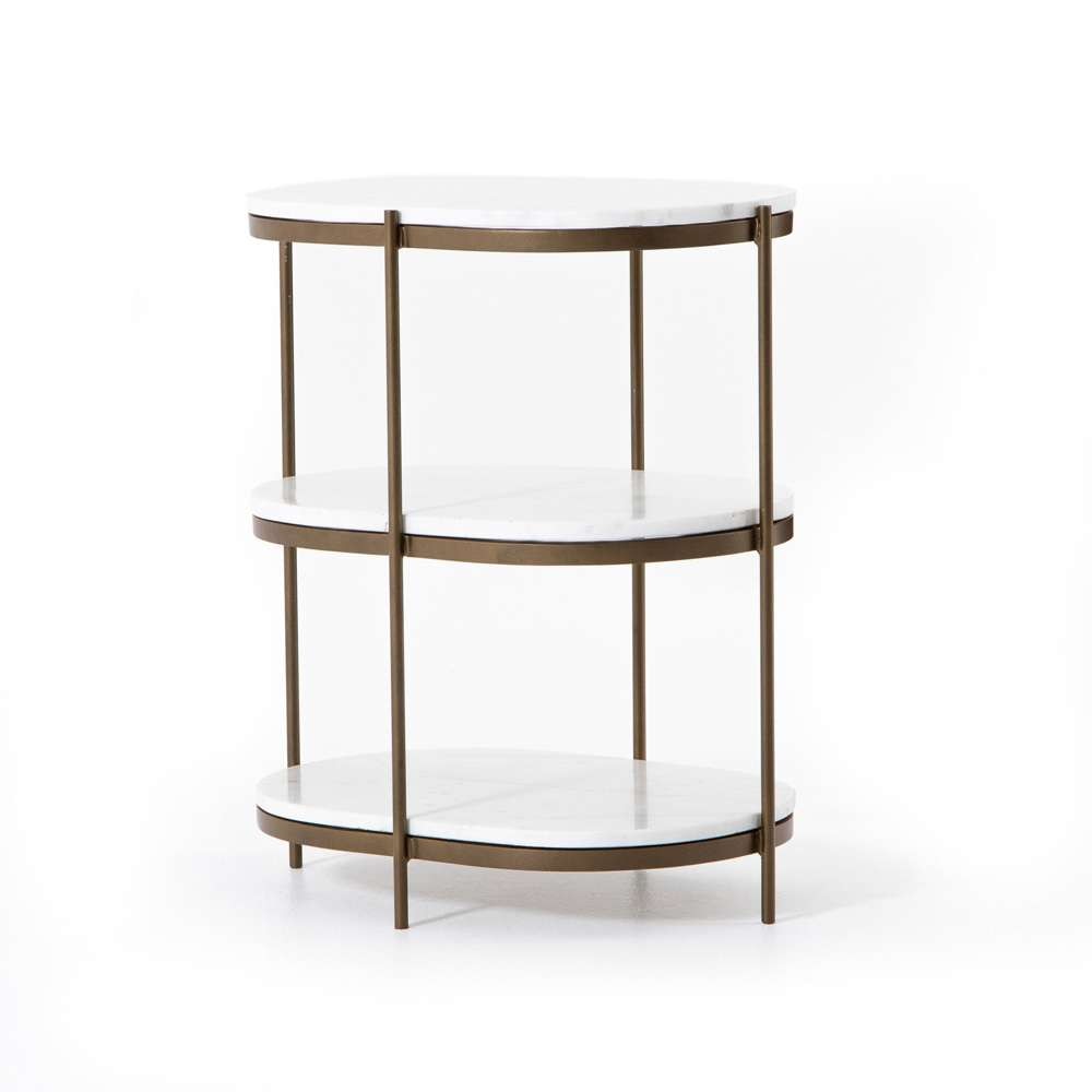 Four Hands - Felix Oval Nightstand - Polished White Marble - IMAR-259 veiw 1
