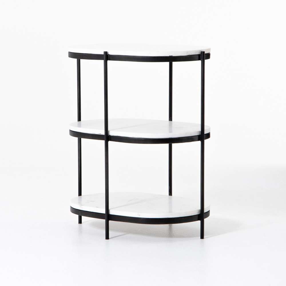 Four Hands - Felix Oval Nightstand - Polished White Marble - IMAR-259A veiw 1