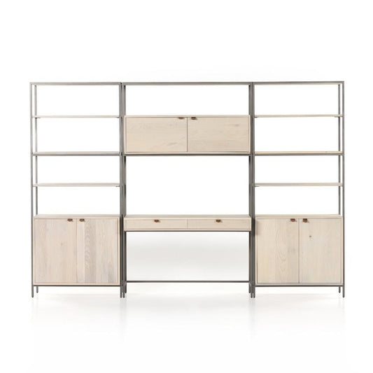 Four Hands - Fulton - Trey Modular Wall Desk With 2 Bookcases - Dove Poplar - 228708-003 veiw 2