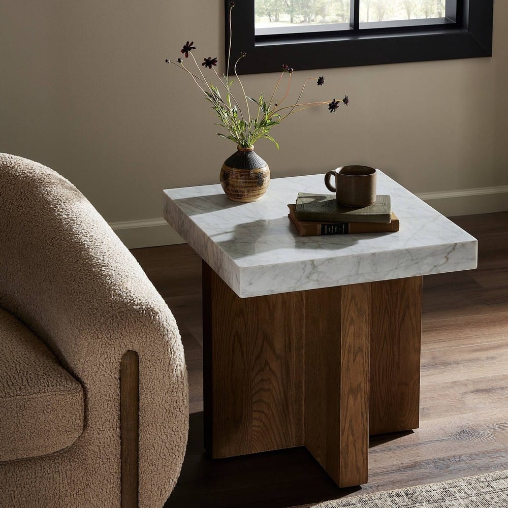 Four Hands - Hughes - Bellamy End Table - White Carrara Marble - 239447-001_CLOSEOUT view 10