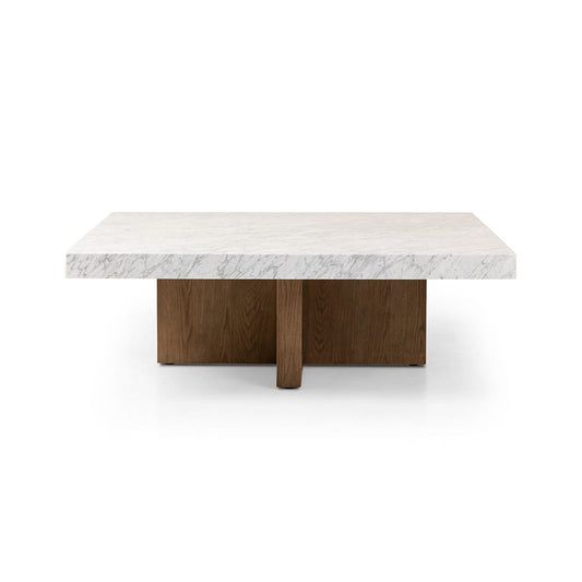 Four Hands - Hughes - Bellamy Square Coffee Table - White Carrara Marble - 239445-001_CLOSEOUT view 2