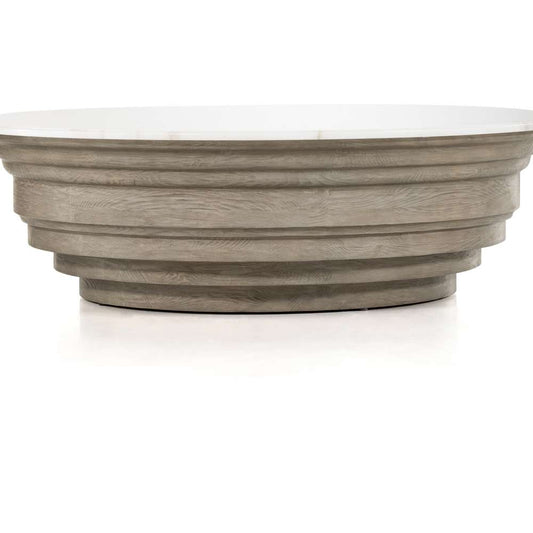 Four Hands - Hughes - Caldwell Stone Top Coffee Table-Wht Mbl - 227903-001 veiw 2