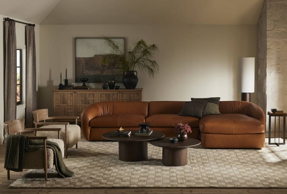 Four Hands - Kensington - Saldana 3 Piece Sectional W/Chaise - Lorento Cognac - 246599-001_CLOSEOUT view 6