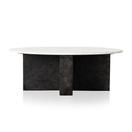 Four Hands - Marlow - Terrell Round Coffee Table - Polished White Marble - 234008-001 veiw 2