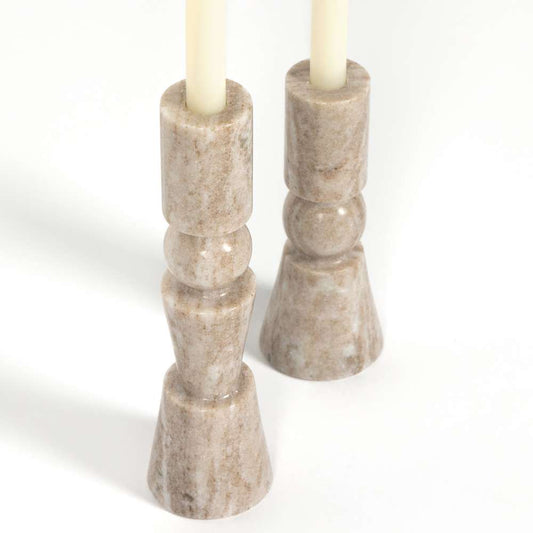 Four Hands - Rosette Taper Candlesticks,set 2 - Taupe - 229702-006 veiw 2