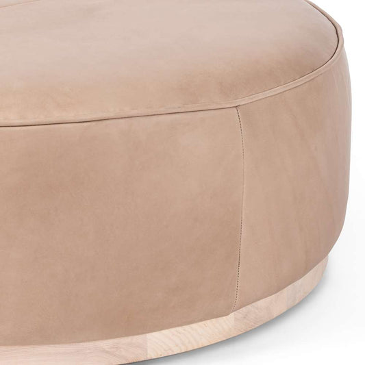 Four Hands - Sinclair Large Round Ottoman - Burlap - 106119-005 veiw 2
