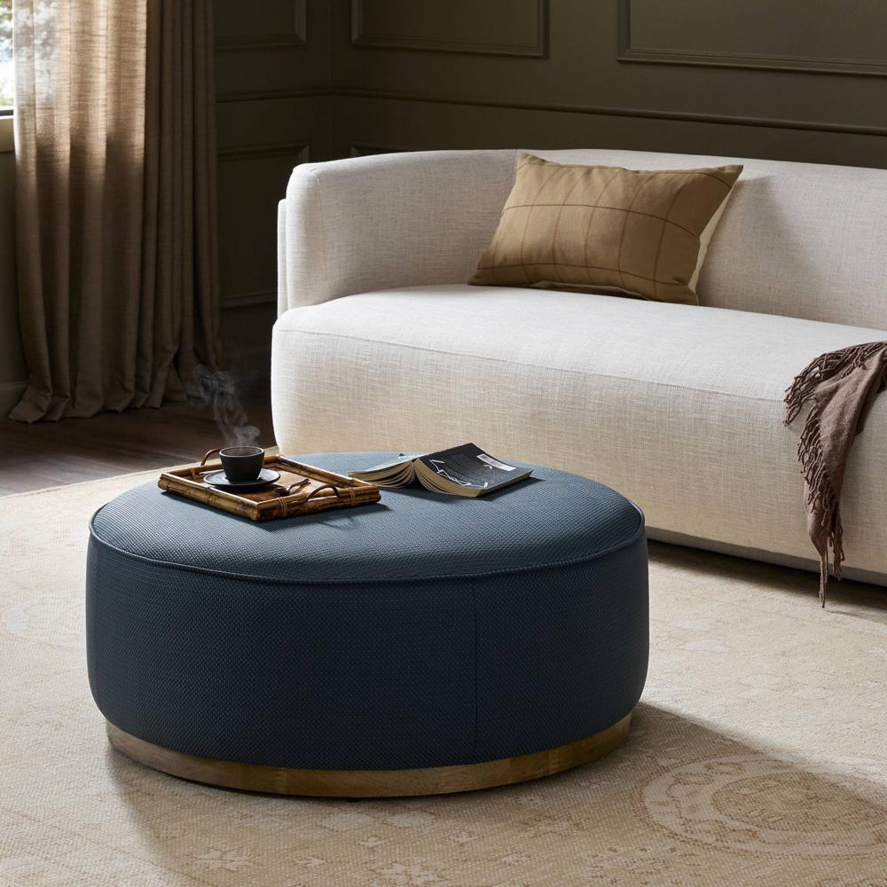 Four Hands - Sinclair Large Round Ottoman - Cobalt - 106119-011 veiw 6