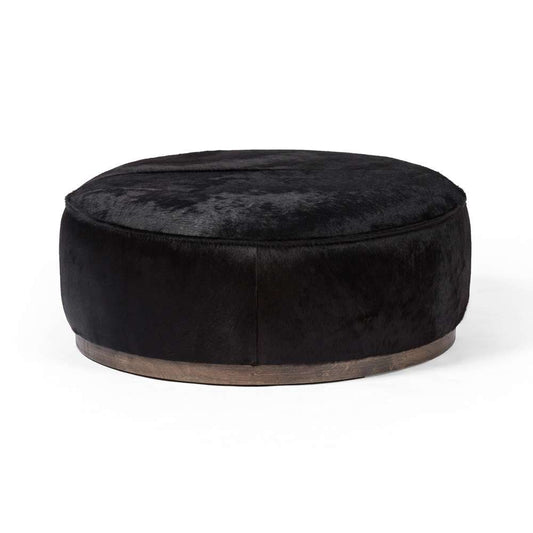 Four Hands - Sinclair Large Round Ottoman - Dark Hair on Hide - 106119-014 veiw 2