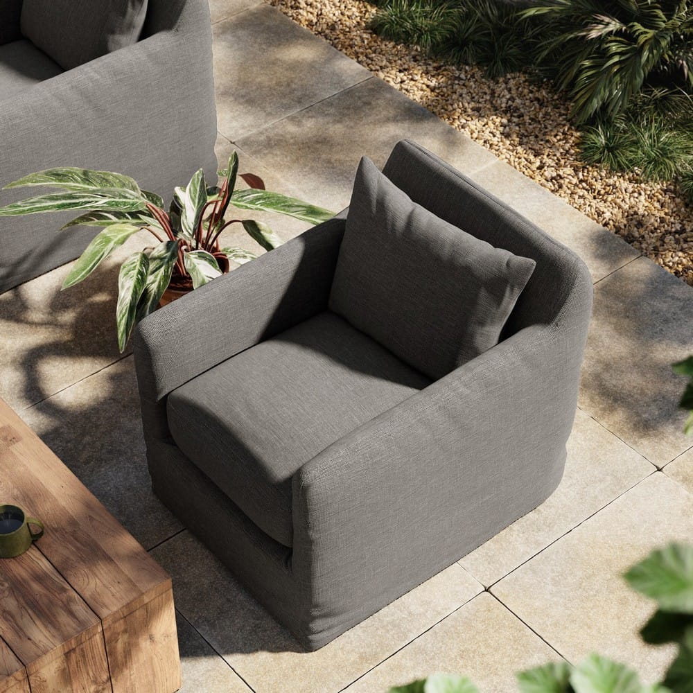 Four Hands - Solano - Dade Outdoor Slipcover Swivel Chair - Venao Charcoal - 223196-004_CLOSEOUT view 12