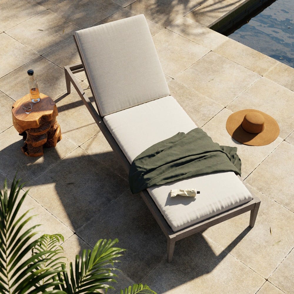 Four Hands - Solano - Sherwood Outdoor Chaise, Weathered Grey - Venao Ivory - 226912-013_CLOSEOUT view 5