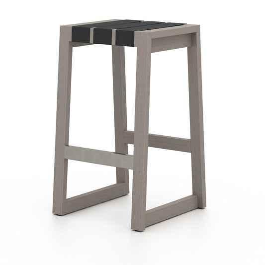 Four Hands - Sonoma Outdoor Bar Stool, Weathered Grey - Dark Grey Strap - 226946-002 view 2