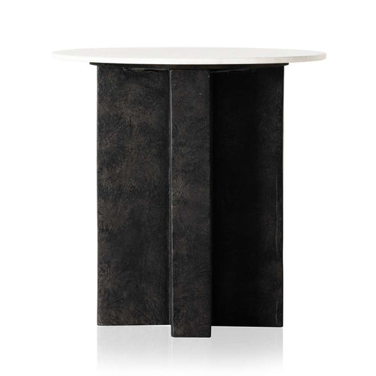 Four Hands - Terrell Round End Table - Polished White Marble - 234010-001 veiw 2