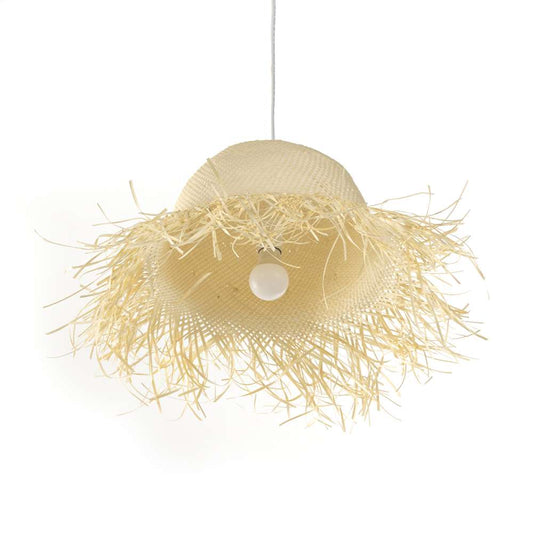 Four Hands - Umar Pendant Short Fringe - Natural Palm Leaf - White Iron - 231162-001 veiw 2
