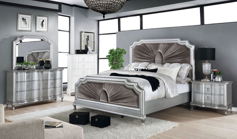 Furniture of America - Aalok 4 Pc. Queen Bedroom Set in Silver/Warm Gray - CM7864Q-4PC View 1